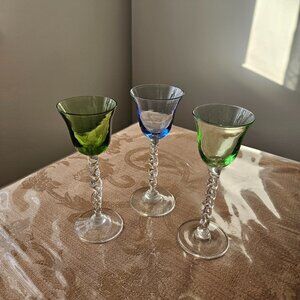 Long Stemmed Colored Cordial Glasses